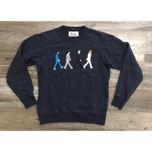 The Beatles Adult Small Blue Embroidered Crewneck Sweater Long Sleeve